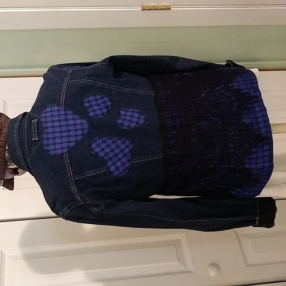 184 Jeaniemade Size Large Upcycled Jean Jacket - Picture 2 of 5
